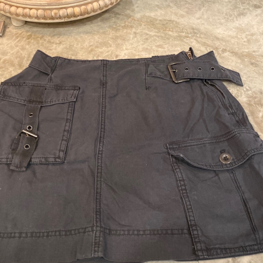 Charcoal colored utility mini skirt
